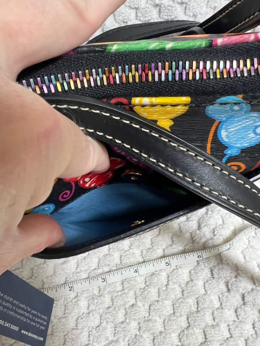 Dooney & Bourke Black Crossbody with Bright Multi Mickey Balloon Print - Picture 3 of 10